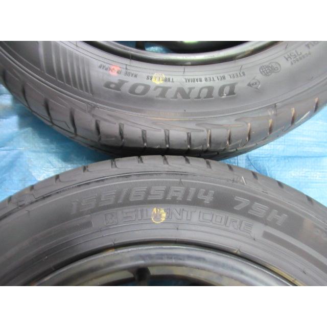 155/65R14 夏タイヤ DUNLOP ダイハツ純正鉄 14インチ 4.5J 4H/100 ET45