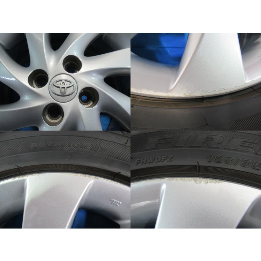 中古トヨタ純正 ENKEI 15-6J 4H/100 ET40 + 冬タイヤ TOYO 185/55R15 2021年製！中古4本セット！ｂB パッソ ヴィッツ等 バランス済！トヨタ純正 15-6J 4H/100 ET40 + Firestone 185/55R15