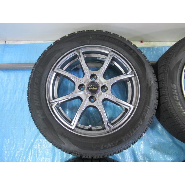 バランス済 Verthandi 15-5.5J 4H/100 ET43 +冬タイヤ 185/60R15 中古4本！ヴィッツ ポルテ カローラ フィット スパイク スイフト等 Z01089の画像