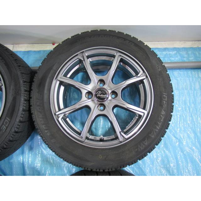 バランス済 Verthandi 15-5.5J 4H/100 ET43 +冬タイヤ 185/60R15 中古4本！ヴィッツ ポルテ カローラ フィット スパイク スイフト等 Z01089の画像