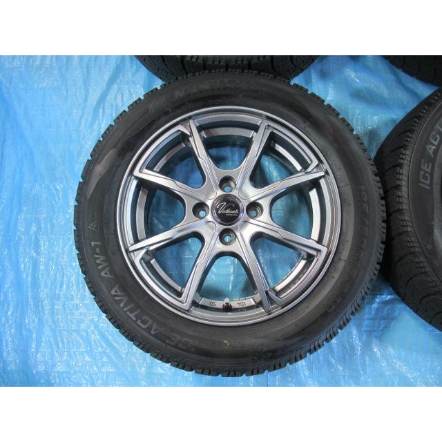 バランス済 Verthandi 15-5.5J 4H/100 ET43 +冬タイヤ 185/60R15 中古4本！ヴィッツ ポルテ カローラ フィット スパイク スイフト等 Z01089の画像