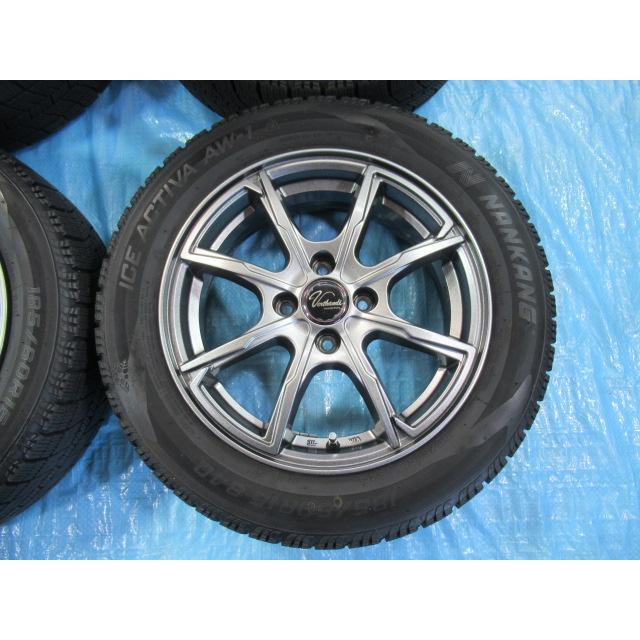 バランス済 Verthandi 15-5.5J 4H/100 ET43 +冬タイヤ 185/60R15 中古4本！ヴィッツ ポルテ カローラ フィット スパイク スイフト等 Z01089の画像