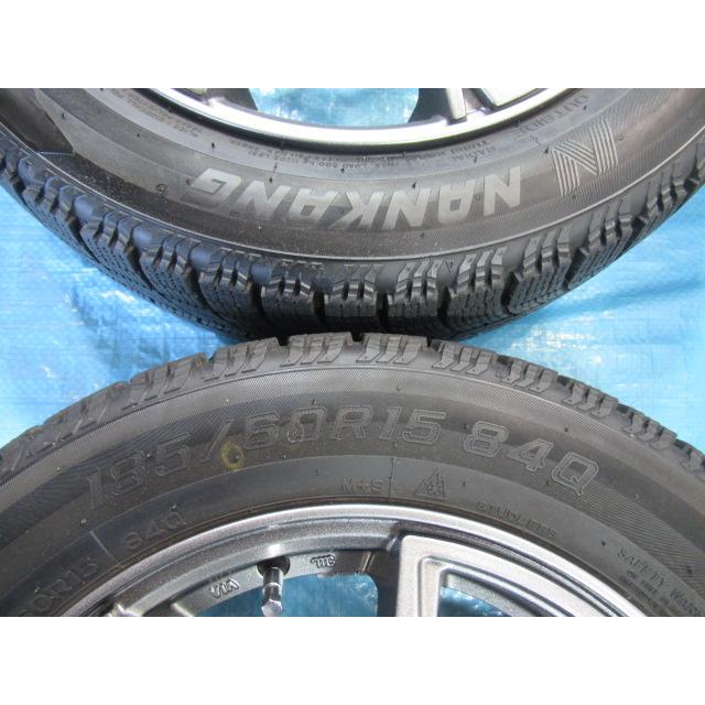 バランス済 Verthandi 15-5.5J 4H/100 ET43 +冬タイヤ 185/60R15 中古4本！ヴィッツ ポルテ カローラ フィット スパイク スイフト等 Z01089の画像
