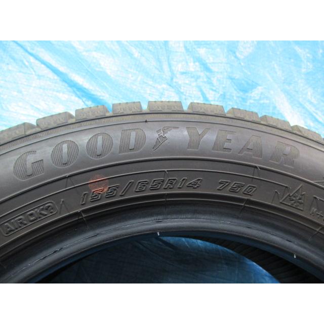 155/65R14 75Q スタッドレスタイヤ GOODYEAR ICENAVI 8 バリ溝9分山 2022年製 中古4本セット Z01638の画像