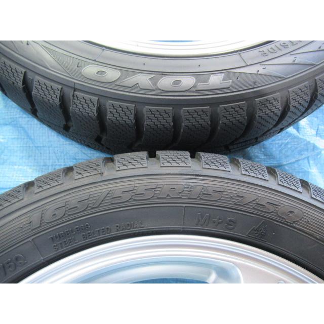 ①レオポン165/55R15 15インチスタッドレスタイヤ ホイール 2本 165/55R15 スタッドレスタイヤ バランス済 FEID TOYO 15インチ 4.5J 4H