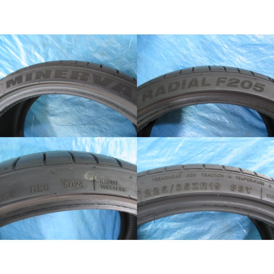 225/35R19 88Y 夏タイヤ MINERVA RADIAL F205 バリ溝9分山 2024年製