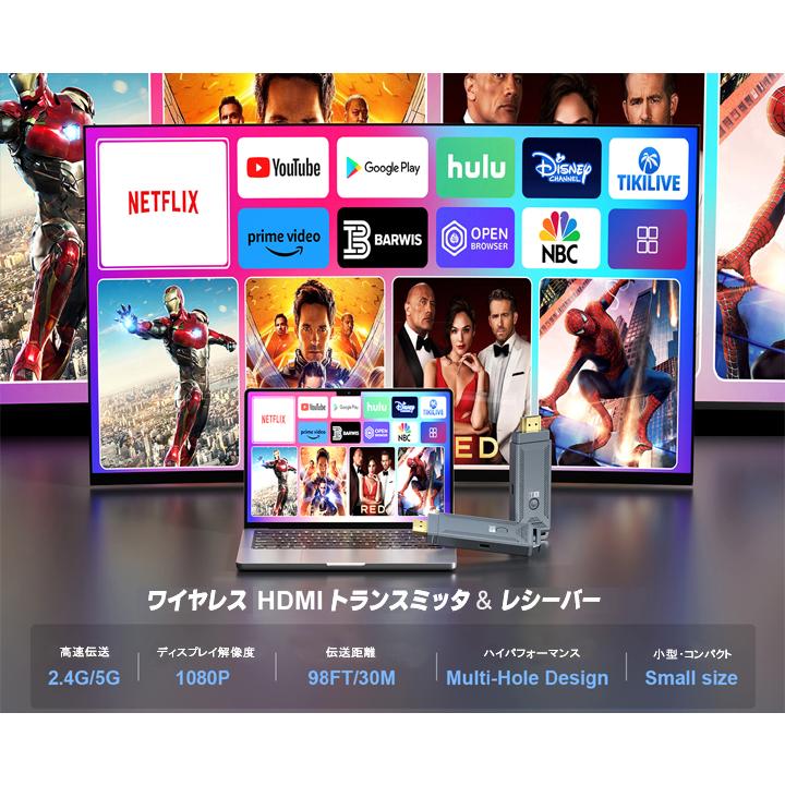 ミラーリング ワイヤレスHDMI 無線HDMI ストリーミング端末 1080P 2.4G