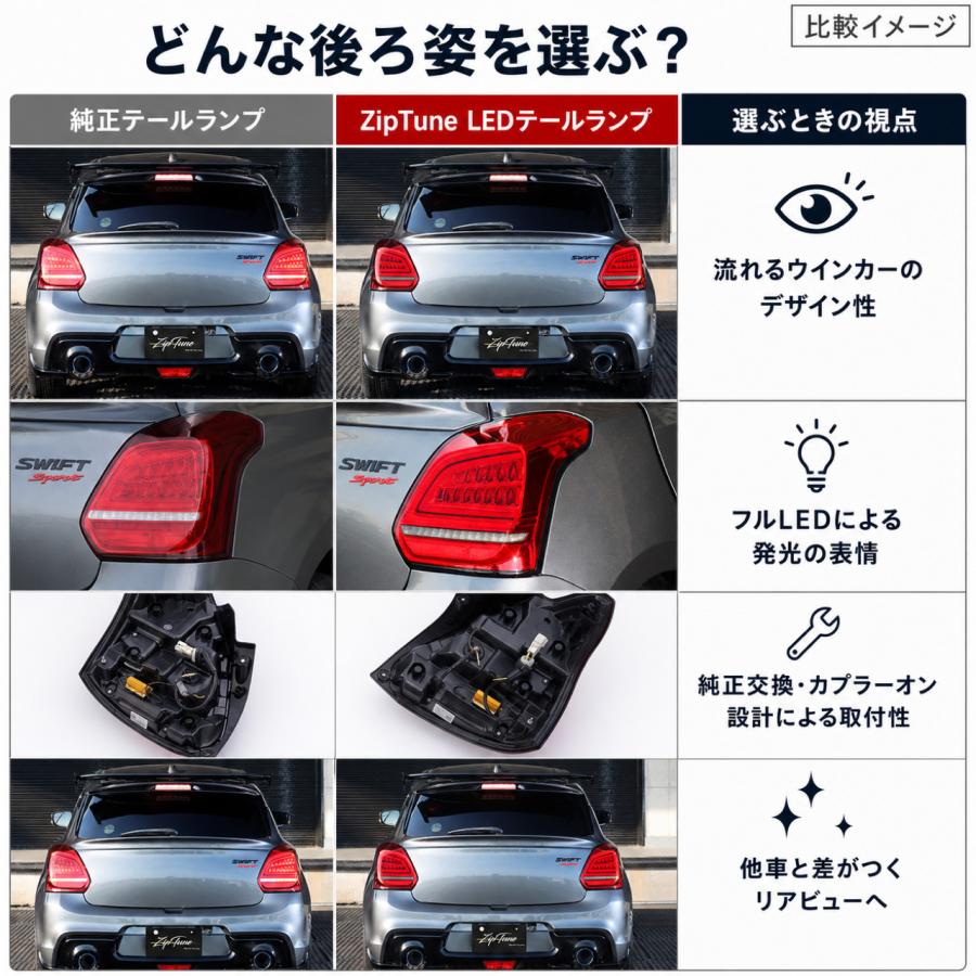 ZipTune スイフトスポーツ ZC33S 専用 LEDテールランプ シーケンシャル