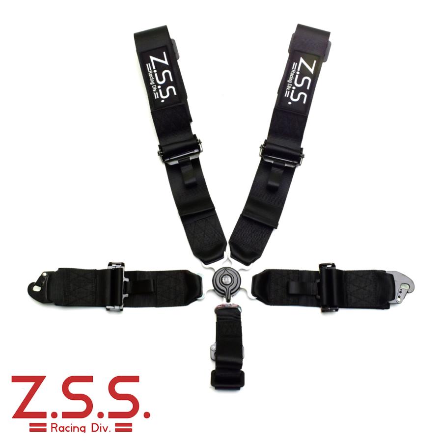 z.s.s. 5点式 レーシングハーネス シートベルト 3インチ ブラック 黒