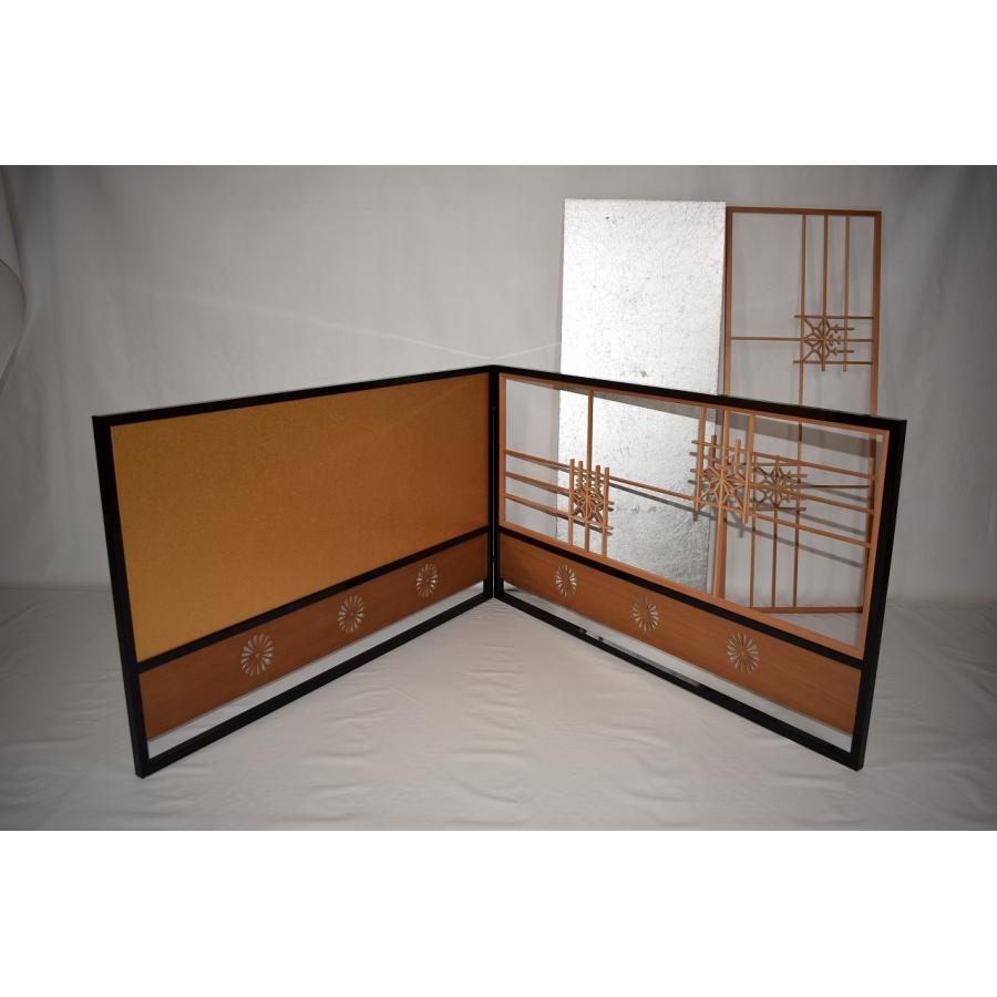 茶道具 風炉先 黒塗縁 桐格子/金/銀 静邦 作 両面 両面使い 京間用