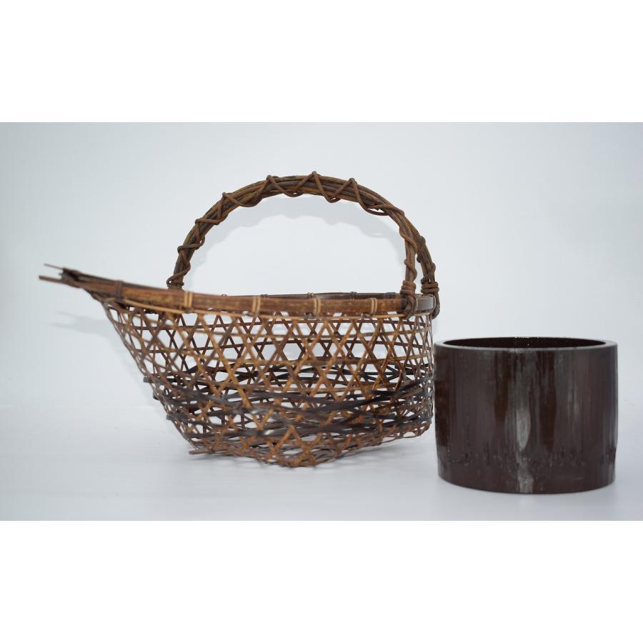 花入 染竹 舟形 籠 篭 茶道 t 08-5904 : 月香園アウトレット店 - 通販