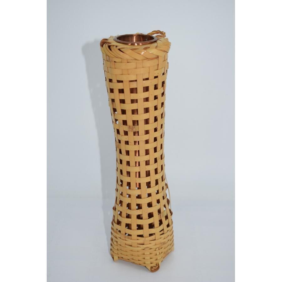 花入 白竹 砧 籠 篭 掛・置き 銅受筒 茶道 08-8808 : 月香園