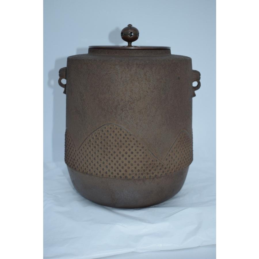 茶道具 釜 霰遠山紋 筒釜 金森 紹栄 作 風炉用 釣釜用 立礼卓用 茶道