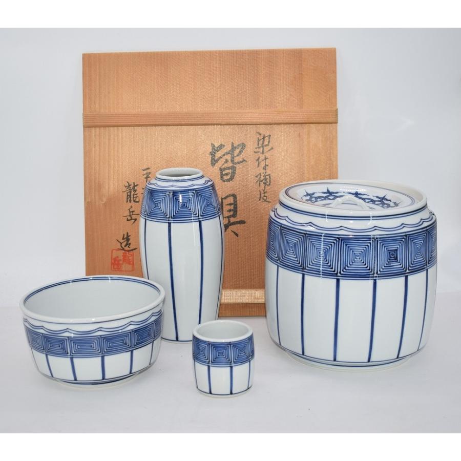 茶道具 染付 桶川 皆具 水指 橋本 龍岳 作 茶道 14-8501 : 月香園
