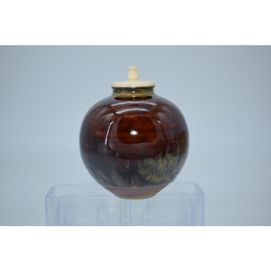 茶道具 高取 文琳 茶入 替仕服付 仕服：大内間道/逢坂金襴 八山 作