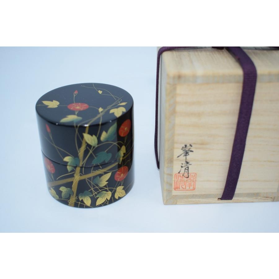 茶道具 朝顔絵 中次茶器 峯清 作 棗 茶道 17-3115 : 月香園