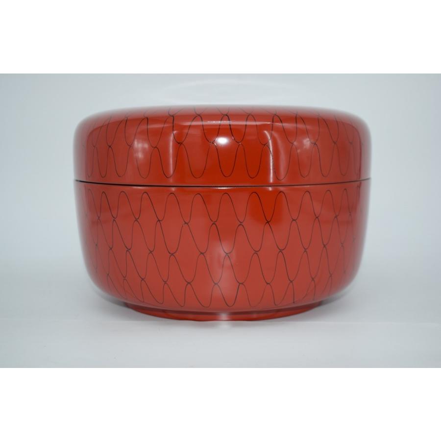 茶道具 菓子器 朱 網目 喰籠 掛子付 堀川 蒼雲 作 茶道 23-5702 : 月