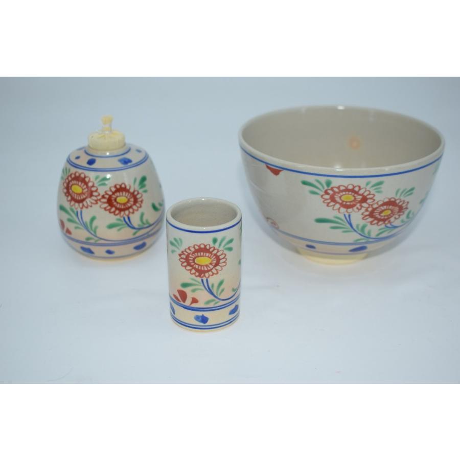 T お茶碗　まとめ売り　茶道具　茶器　茶道　3点 茶道具 茶箱 茶碗セット 花鳥紋 板野 光伸 作 t 3点セット 茶道 27