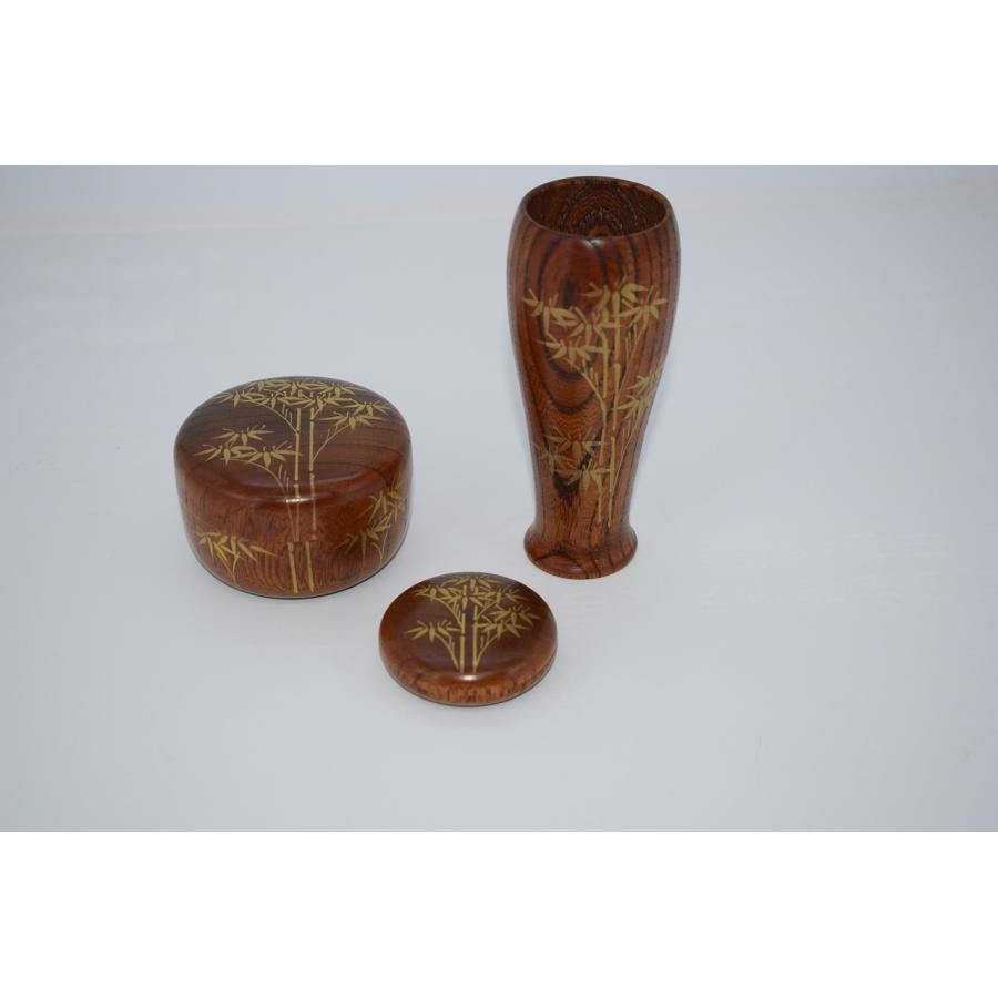 茶道具 茶箱 欅 竹蒔絵 木製 棗・茶筅筒・香合 セット 茶道 27-9011