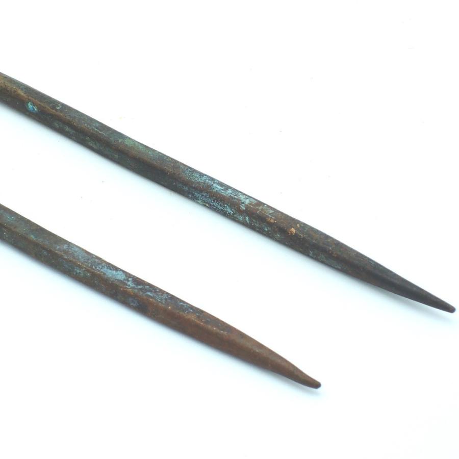 茶道具　銅製　火箸　時代箱　N 7635 茶道具 火箸 時代 瓦釘 銅製 茶道 5-1312 : 月香園アウトレット店