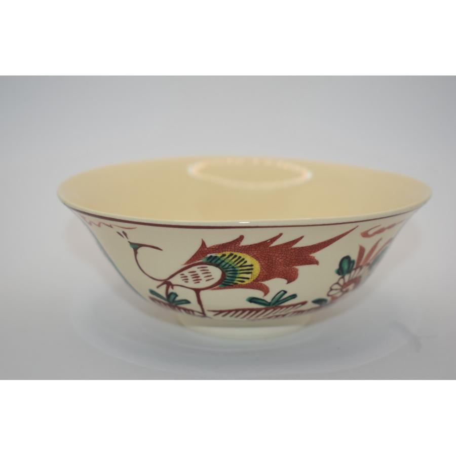 茶道具 抹茶茶碗 赤絵 鳥草花紋 平茶碗 隆山 作 t 紙箱 茶道 tz18-073
