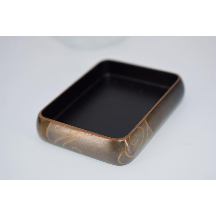 茶道具 光琳硯箱形 蝙蝠蒔絵 香合 山下 甫斎 作 桐箱入り 茶道