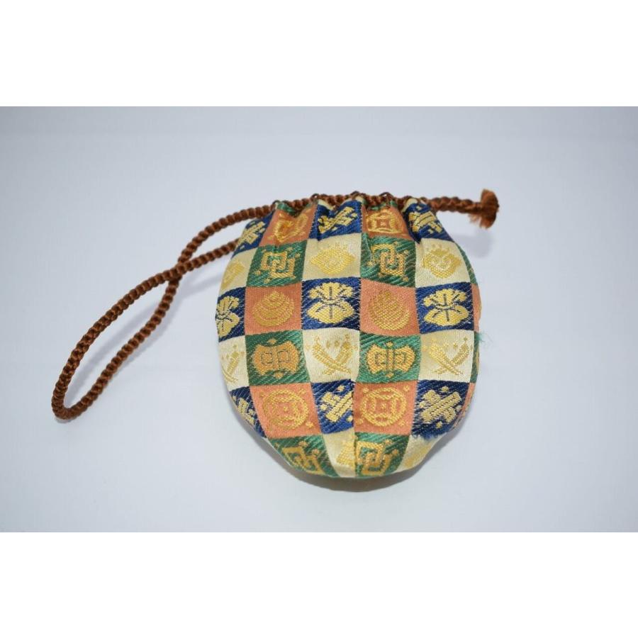 茶道具 備前火襷 肩衝 茶入 木村 陶峰 作 仕服 市松宝尽