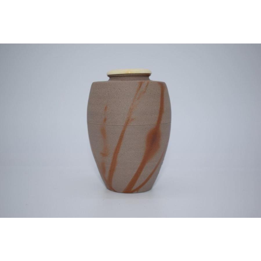 茶道具 備前火襷 肩衝 茶入 木村 陶峰 作 仕服 市松宝尽