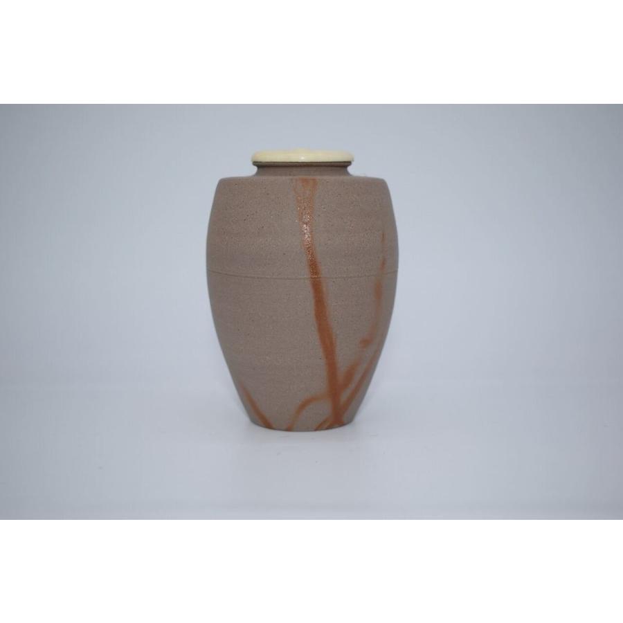 茶道具 備前火襷 肩衝 茶入 木村 陶峰 作 仕服 市松宝尽