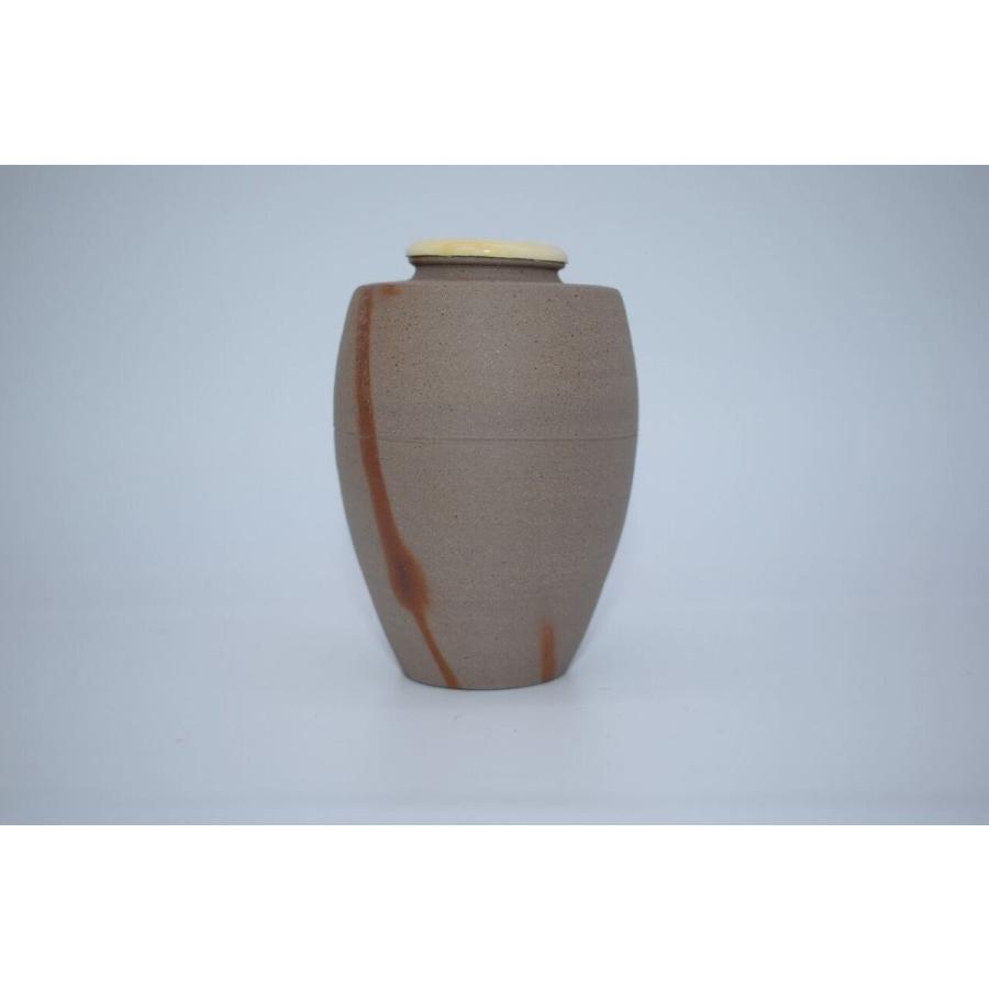 茶道具 備前火襷 肩衝 茶入 木村 陶峰 作 仕服 市松宝尽