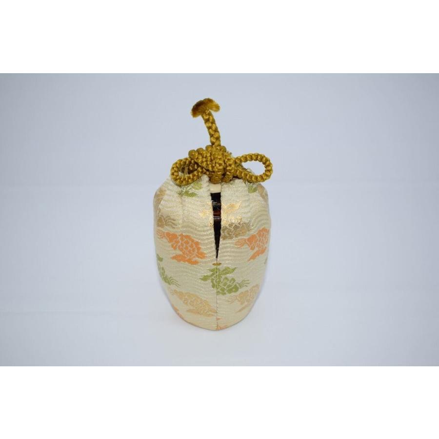 絵瀬戸肩衝胴締茶入 二重蔓牡丹唐草金補修済 茶道具