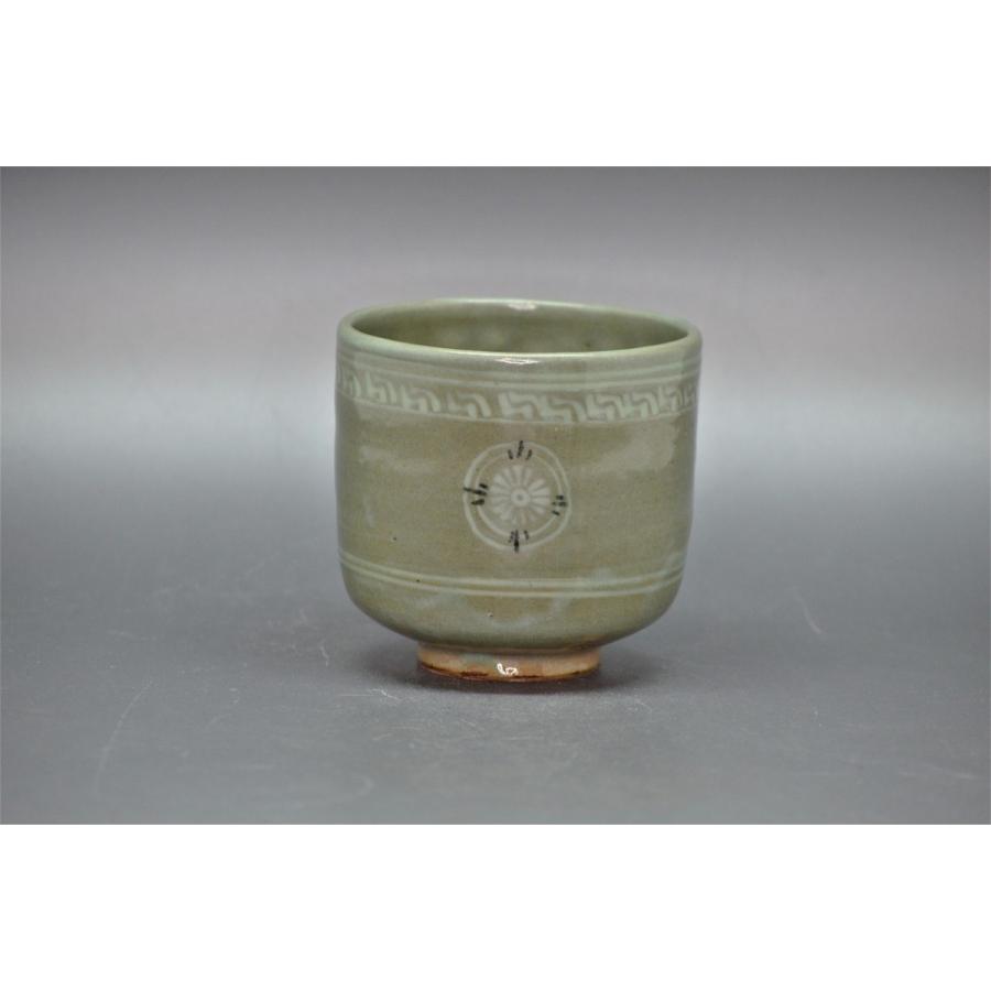 茶器/茶道具　抹茶茶碗　筒茶碗 茶器/茶道具 抹茶茶碗】 疋田筒茶碗 雲鶴青磁 原清晁作 – 今屋静香園