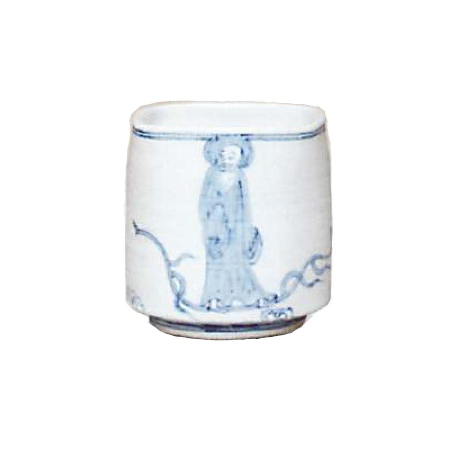 茶道具 火入 染付 羅漢 四方 景徳鎮 王懐英 火入れ 茶道