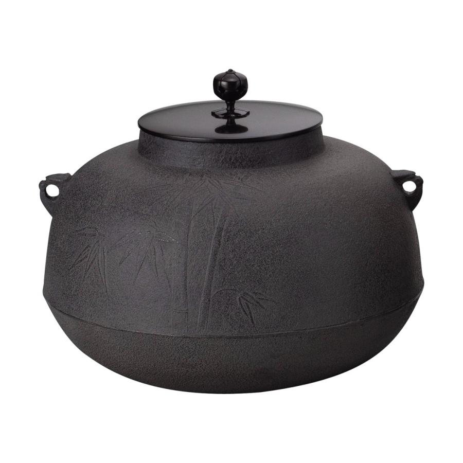 2753 茶道具 唐松地紋 平丸釜　菊地政光作 2753 茶道具 唐松地紋 平丸釜 菊地政光作