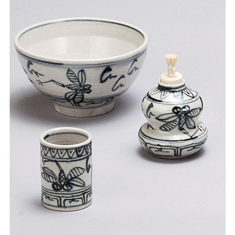 竹編 茶箱 3点セット茶道具 茶箱用三点セット 陶器三点セット 陶器三つ