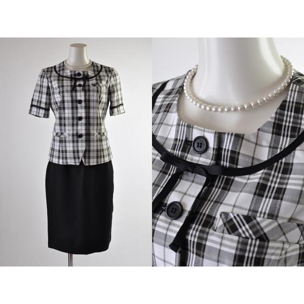 洗える 事務服 制服 上下セット スーツ 半袖ジャケット 半袖オーバー