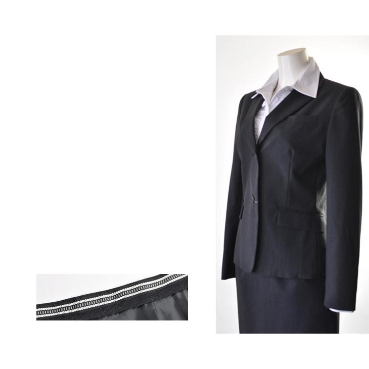 スカートスーツ 日本製生地 薄手ウール チャコールグレー 裏地背抜き