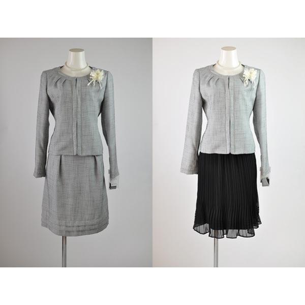 フォーマルスーツ 7号 9号 卒業式 入学式 光沢感 ママスーツ 30代 40代