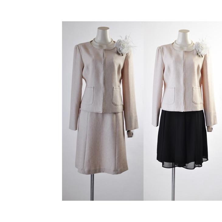 セレモニースーツ フォーマル ノーカラージャケット スカート2パターン
