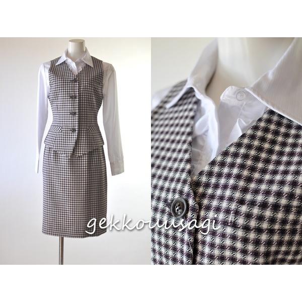 日本製 洗える 事務服 ベストスーツ 3点セット 2点組 (A)ジャケット