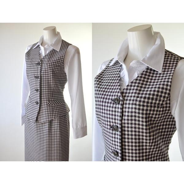 日本製 洗える 事務服 ベストスーツ 3点セット 2点組  (A)ジャケット ベスト スカート (B)ベスト スカート LS A140&440&340-8/B440&340-8 日本製 洗える 事務服 ベストスーツ 3点セット 2点組 (A)ジャケット