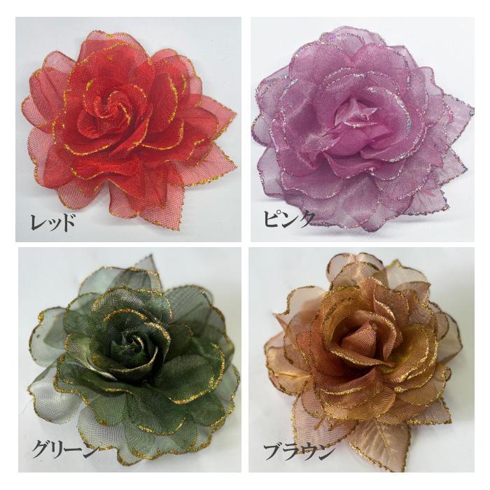 コサージュ 大ぶりローズ 薔薇 バラ ラメ フォーマル 結婚式 卒業式