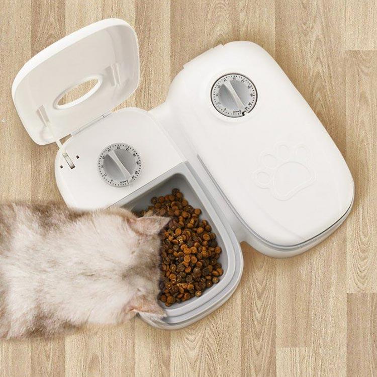 自動給餌器 タイマー式 オートペットフィーダー 2食分 多頭飼い 猫用