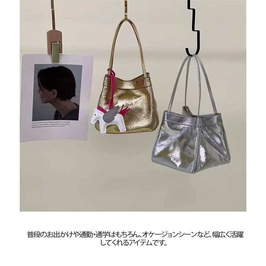 カラフルフェイクレザースクエアバケットバッグ レディース
