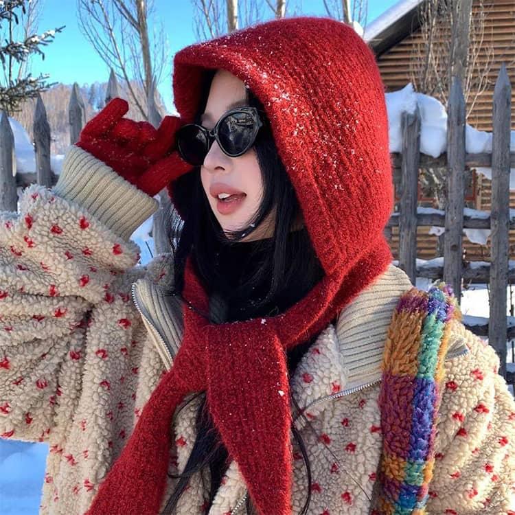 フード マフラー ニット フードマフラー レディース バラクラバ ネックウォーマー フード付き マフラー レディース 暖かい  ニットマフラー 帽子 |  | 01