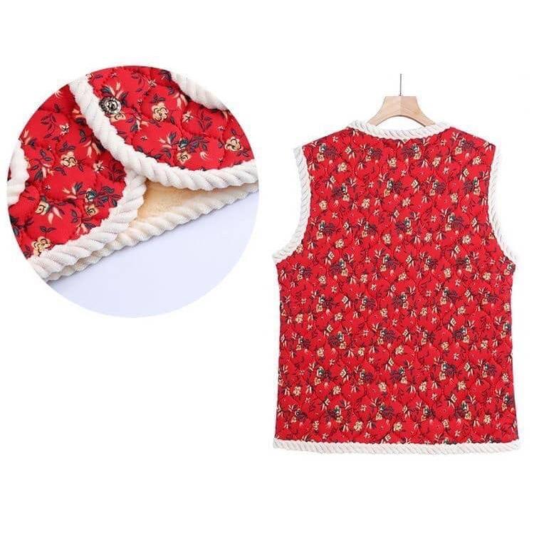韓国 ハルモニチョッキ おばあちゃんシニア ベスト レディース  チョッキ 婦人 中綿ベスト 裏起毛 裏ボアベスト キルト あったか アウター 前開き |  | 14
