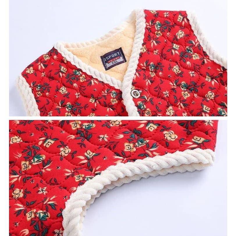 韓国 ハルモニチョッキ おばあちゃんシニア ベスト レディース  チョッキ 婦人 中綿ベスト 裏起毛 裏ボアベスト キルト あったか アウター 前開き |  | 15