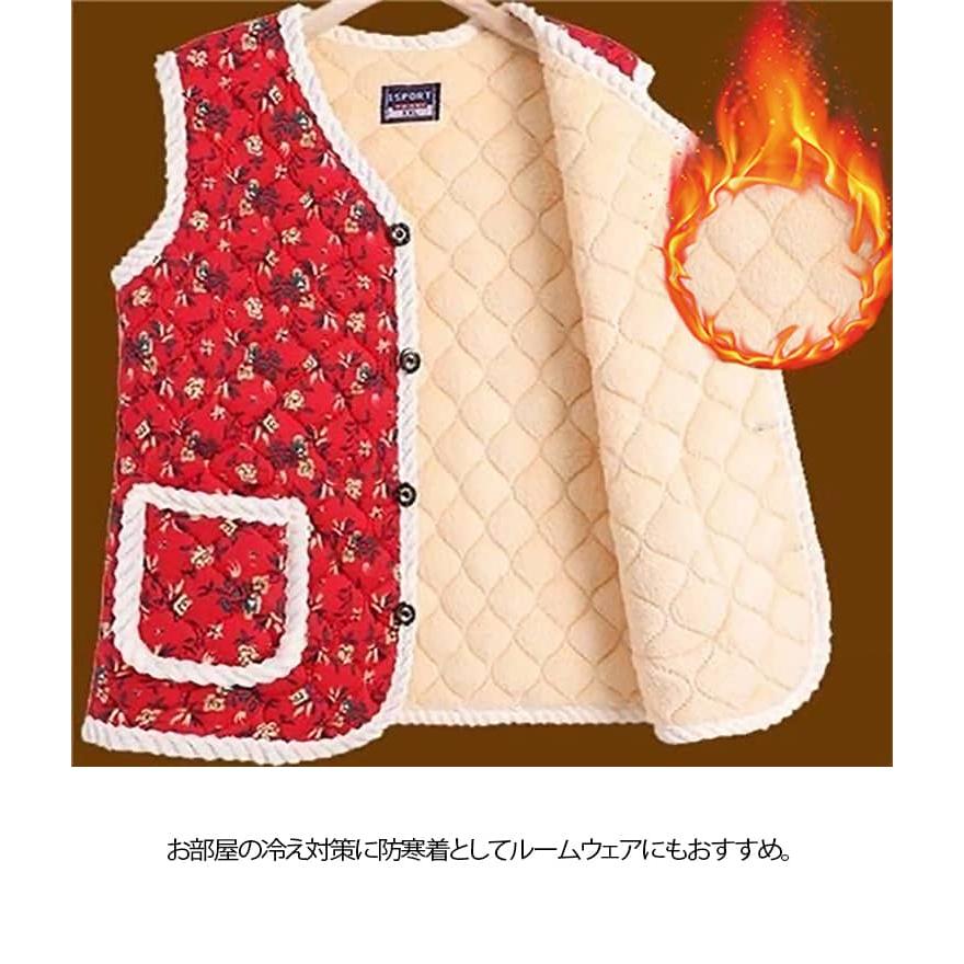 韓国 ハルモニチョッキ おばあちゃんシニア ベスト レディース  チョッキ 婦人 中綿ベスト 裏起毛 裏ボアベスト キルト あったか アウター 前開き |  | 07