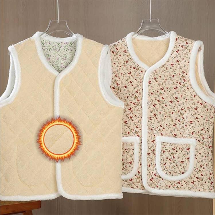 ハルモニチョッキ おばあちゃんチョッキ   ベスト キルティング 保温 花柄 韓国 裏起毛 前開き チョッキ プレゼント 花柄 秋冬 レディース ハル |  | 02