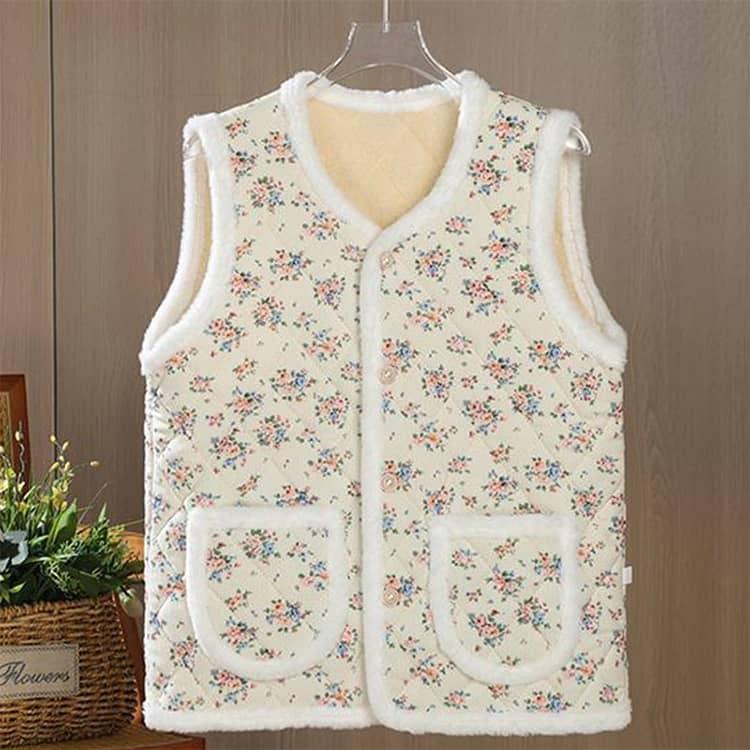 ハルモニチョッキ おばあちゃんチョッキ   ベスト キルティング 保温 花柄 韓国 裏起毛 前開き チョッキ プレゼント 花柄 秋冬 レディース ハル |  | 03